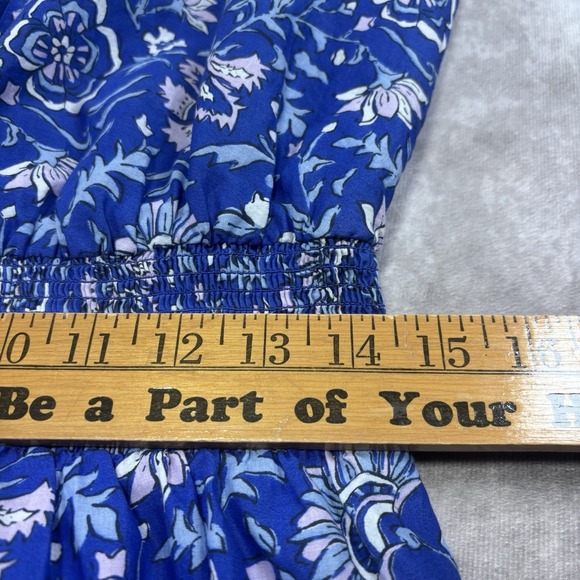 Vineyard Vines Floral Ruffle Sleeve Mini Dress Sz S Ocean Reef Blue Smocked EUC - Picture 4 of 9